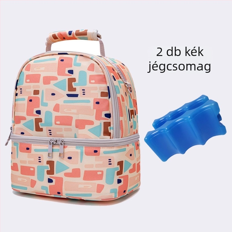 MKS anyatej izolált hátizsák, tárolásra, vászon, csíkos minta, poliészter bélés, vízálló
