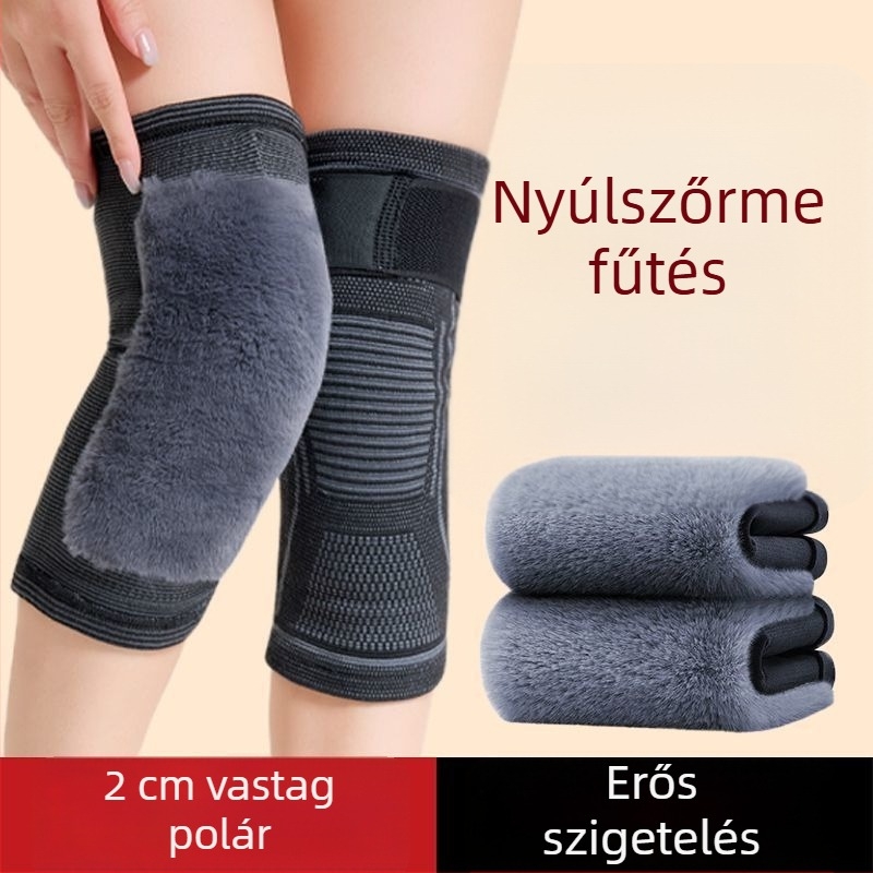 Őszi-téli térdvédők műnyusziszőrrel bélelt, fleece bevonattal, vastag rögzítőpántokkal a hideg ellen