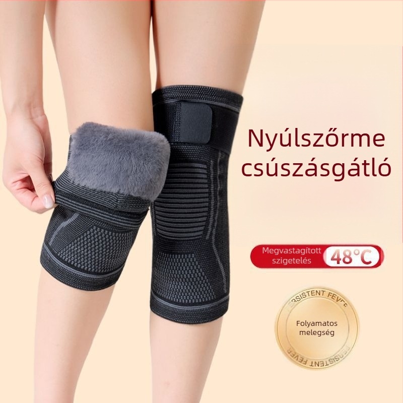 Őszi-téli térdvédők műnyusziszőrrel bélelt, fleece bevonattal, vastag rögzítőpántokkal a hideg ellen