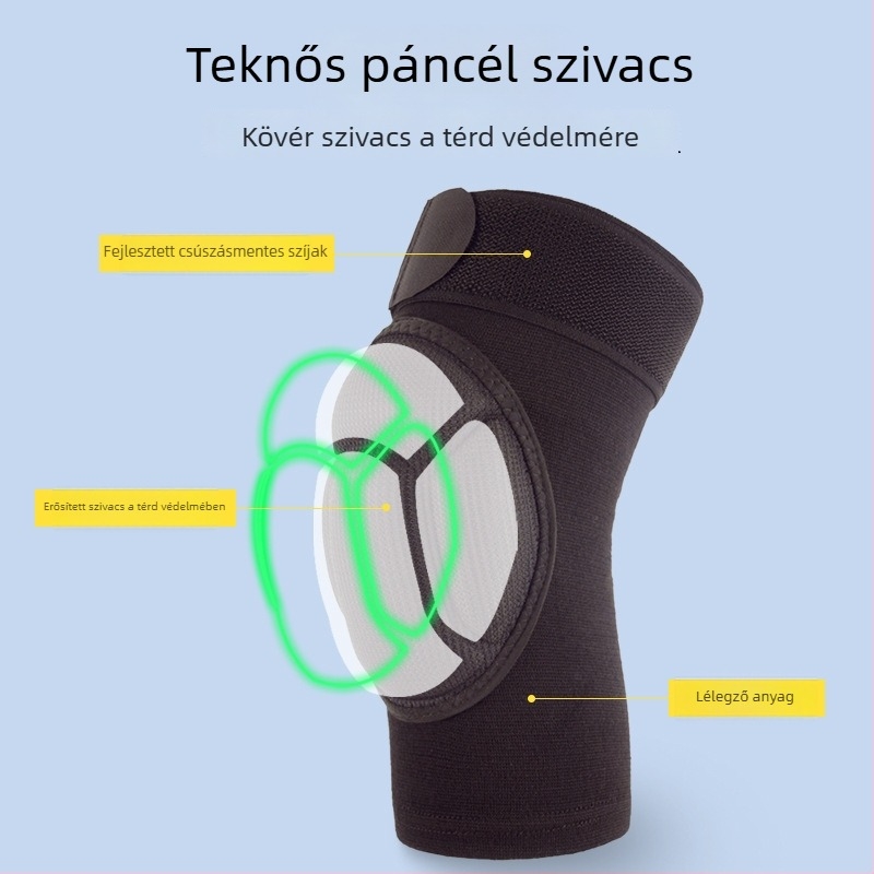 Szivacsból készült térdvédő poliészter bevonattal, állítható pánt, térdvédelem, alkalmas röplabdára és táncra