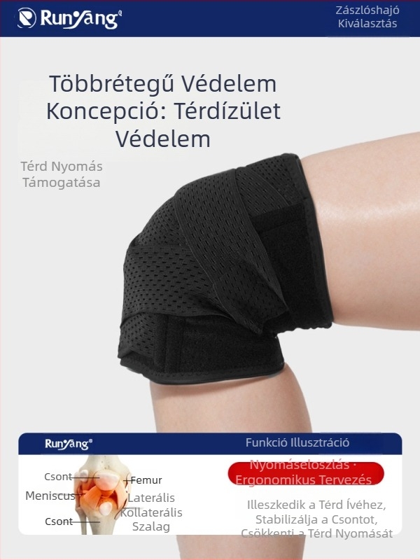 Térdvédő meniszkusz védelemmel sporthoz, futáshoz és túrázáshoz — uniszex térdtámogatás patella-szalaggal