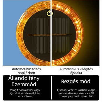 Kamion hátsó lámpa napenergiával, lopás elleni védelemmel, erős mágnes és figyelmeztető villanófény