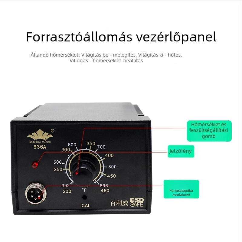 936A Állandó hőmérsékletű forrasztóállomás – állítható hőmérséklet, ipari osztály, 220V, 2,8 kg