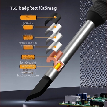 USB-töltéses hordozható forrasztópáka Li-ion akkumulátorral, intelligens digitális kijelző, 12V-os elektromos fűtés