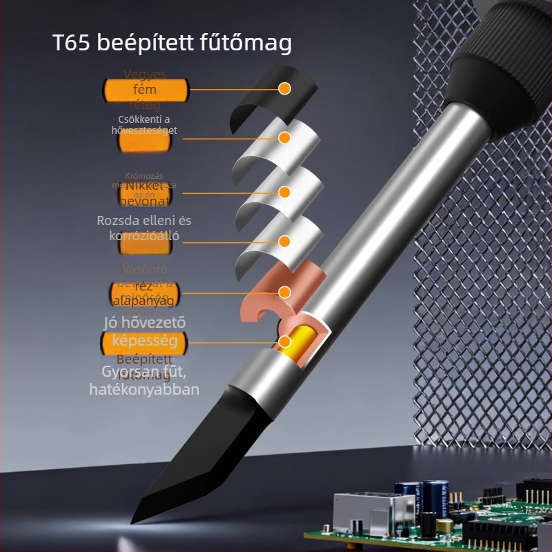 USB-töltéses hordozható forrasztópáka Li-ion akkumulátorral, intelligens digitális kijelző, 12V-os elektromos fűtés