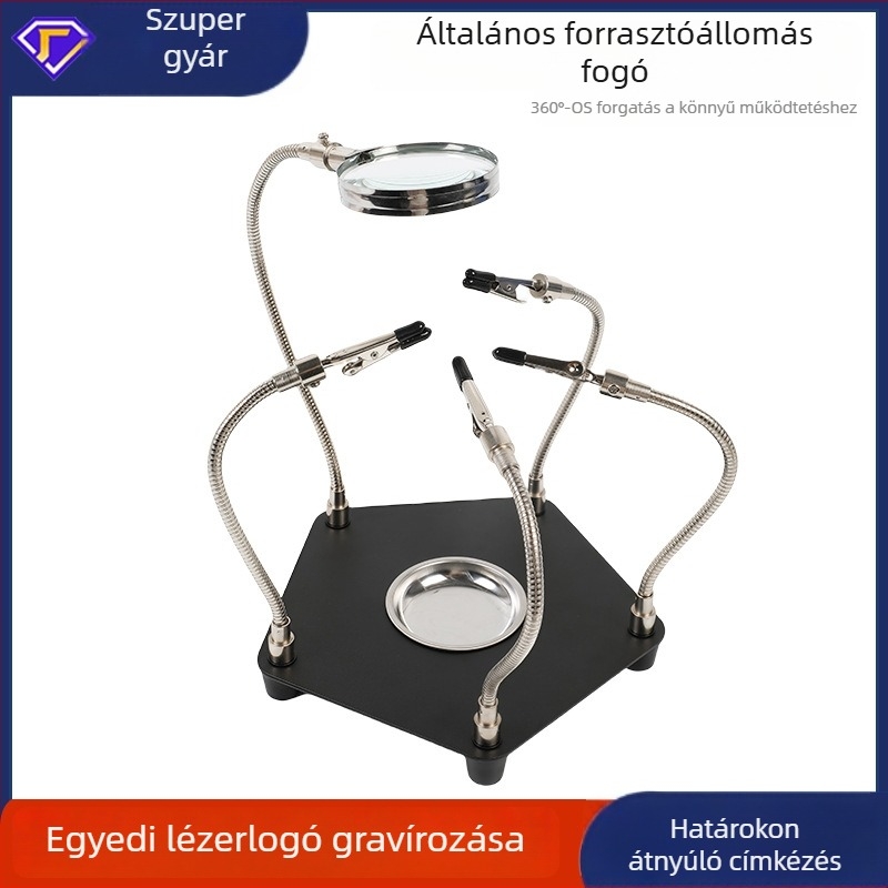 Forrasztóállomás-kiegészítő PCB-javításhoz clip-on nagyítóval — modell E2c07 TE806, Dr. Giant
