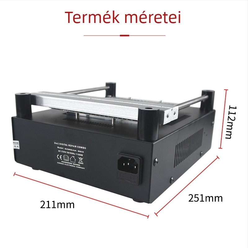 Goody BGA előmelegítő platform a reworkhoz – modell 853, max 500°C, Digitális kijelző, Infravörös fűtés