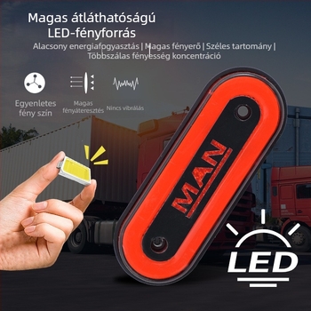 LED oldalsó fény teherautók és furgonok részére logó testreszabással, modell Light guide edge light, 12V/24V, kompatibilis furgonokkal és teherautókkal, logó testreszabás
