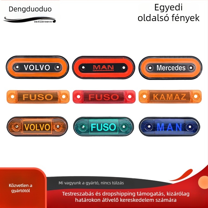 LED oldalsó fény teherautók és furgonok részére logó testreszabással, modell Light guide edge light, 12V/24V, kompatibilis furgonokkal és teherautókkal, logó testreszabás