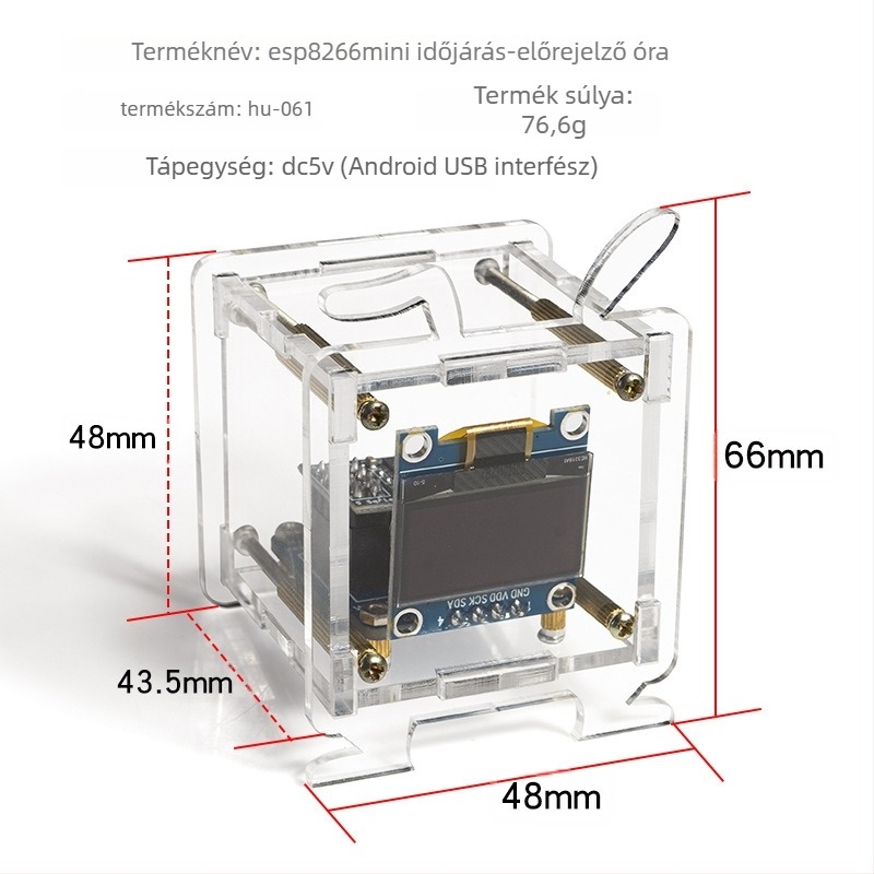 ESP8266 Mini Időjárás-előrejelző Óra Készlet - Wi-Fi, Hőmérséklet és Páratartalom Szenzor, Oktatási DIY Elektronikai Projekt