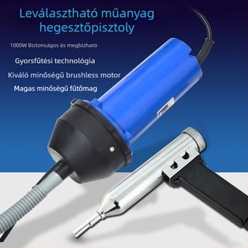 Hőmérséklet-szabályozható forrólevegős pisztoly műanyag hegesztéséhez, 1000W, 220V, túlmelegedés elleni védelem