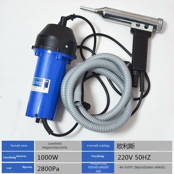 Hőmérséklet-szabályozható forrólevegős pisztoly műanyag hegesztéséhez, 1000W, 220V, túlmelegedés elleni védelem