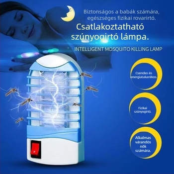 LED szúnyogirtó lámpa, falra szerelhető, sugárzásmentes, halk működés, fényhullám-csapda, alkalmas 11–20 m²-es helyiségekhez, hálózatról működik
