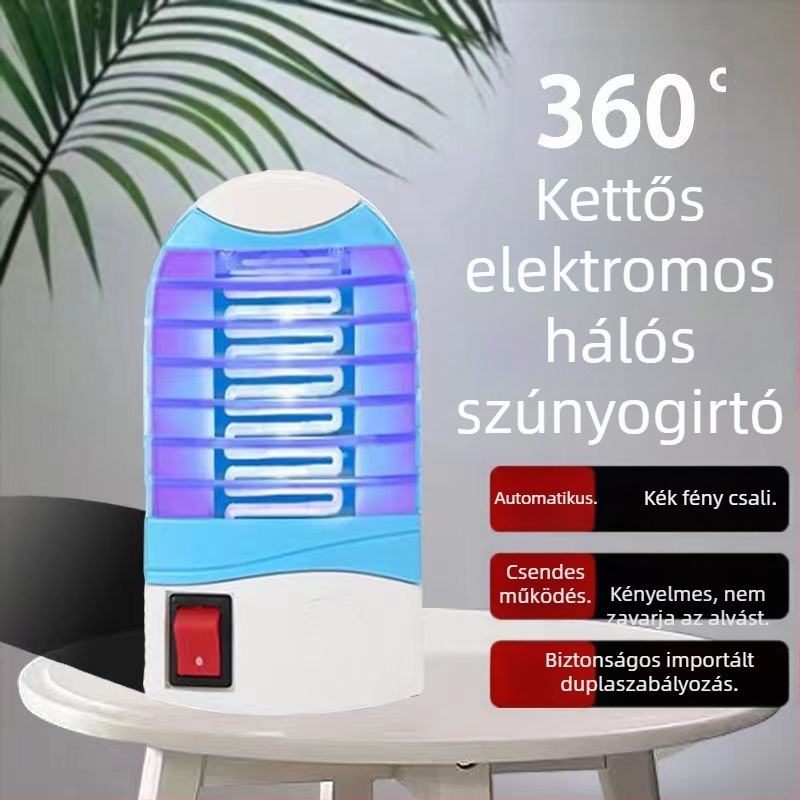 LED szúnyogirtó lámpa, falra szerelhető, sugárzásmentes, halk működés, fényhullám-csapda, alkalmas 11–20 m²-es helyiségekhez, hálózatról működik