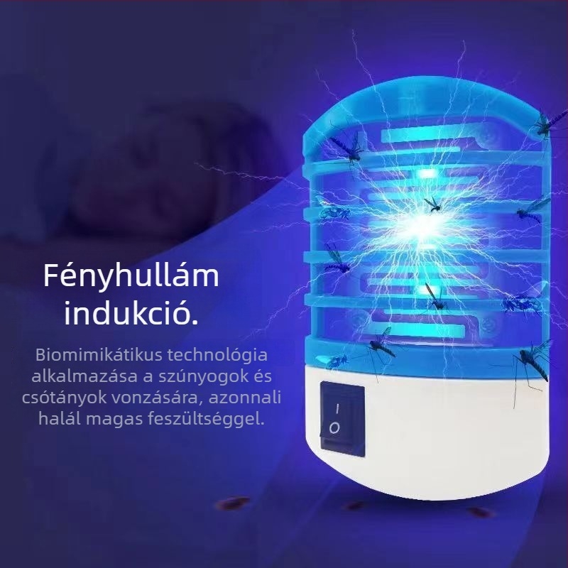 LED szúnyogirtó lámpa, falra szerelhető, sugárzásmentes, halk működés, fényhullám-csapda, alkalmas 11–20 m²-es helyiségekhez, hálózatról működik