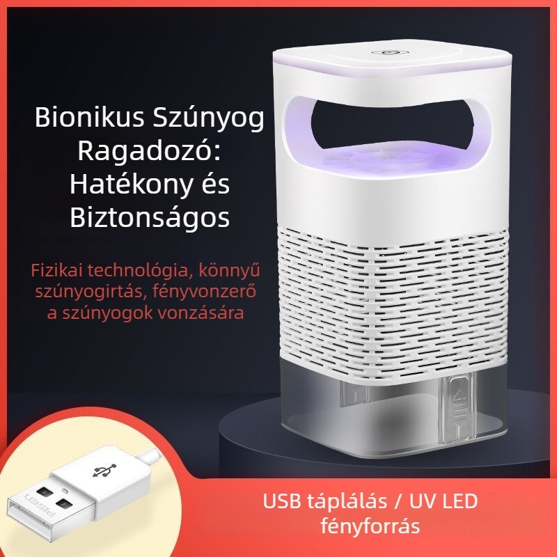 Fotokatalitikus szúnyogriasztó LED lámpa, rögzített, fényhullám vonzza a szúnyogokat, ABS ház