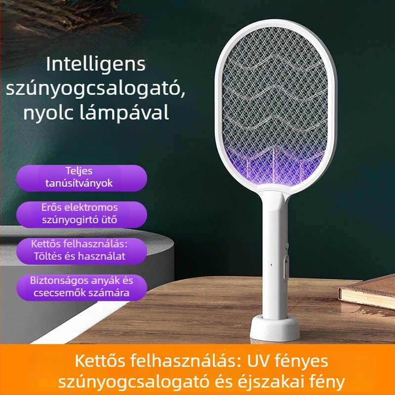 2 az 1-ben elektromos szúnyogirtó háztartási használatra, USB töltéssel és fényhullám csalogatóval