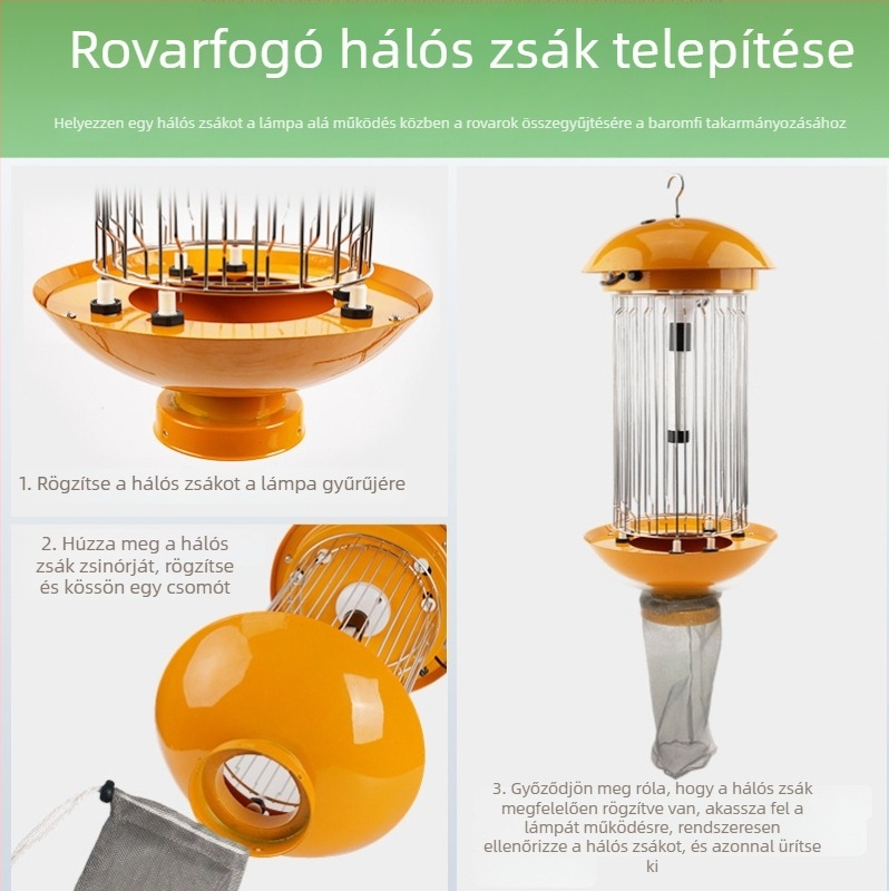 Kültéri LED rovarirtó lámpa mezőgazdasági felhasználásra, rovarcsapda rizsföldekhez, gyümölcsösökhöz és teák plantációihoz, vízálló szúnyogirtó lámpa