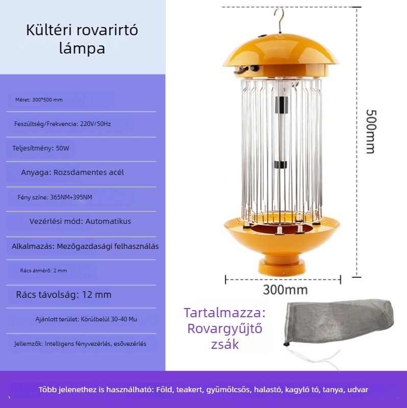 Kültéri LED rovarirtó lámpa mezőgazdasági felhasználásra, rovarcsapda rizsföldekhez, gyümölcsösökhöz és teák plantációihoz, vízálló szúnyogirtó lámpa