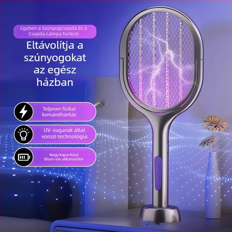 Új kihúzható, újratölthető elektromos szúnyogcsapó – 2 az 1-ben, összecsukható, otthoni használatra, UV-fénnyel