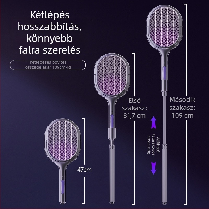 Új kihúzható, újratölthető elektromos szúnyogcsapó – 2 az 1-ben, összecsukható, otthoni használatra, UV-fénnyel