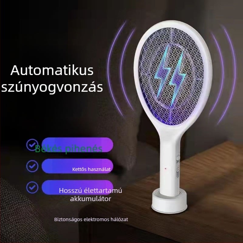 2 az 1-ben USB-vel működő elektromos szúnyogirtó és LED lámpa, 10 m²-es lefedettséggel, kézi elektromos sokk