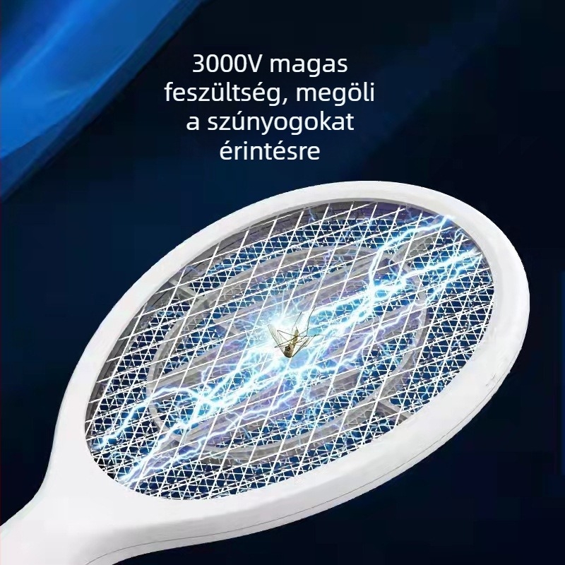 2 az 1-ben USB-vel működő elektromos szúnyogirtó és LED lámpa, 10 m²-es lefedettséggel, kézi elektromos sokk
