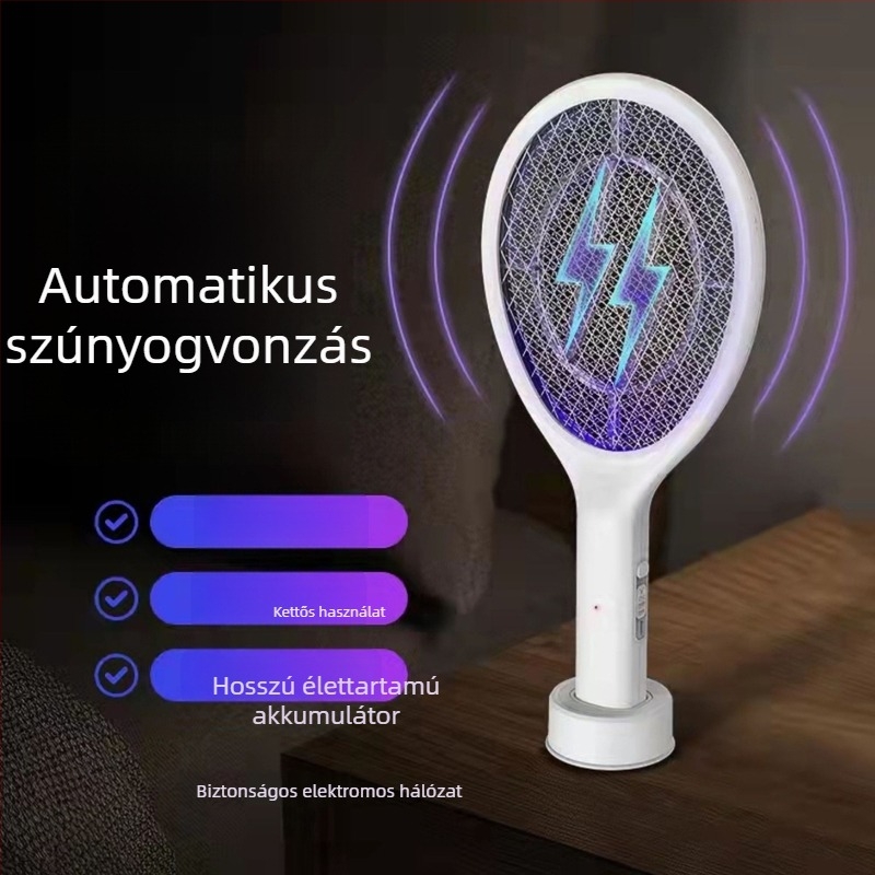 2 az 1-ben USB-vel működő elektromos szúnyogirtó és LED lámpa, 10 m²-es lefedettséggel, kézi elektromos sokk