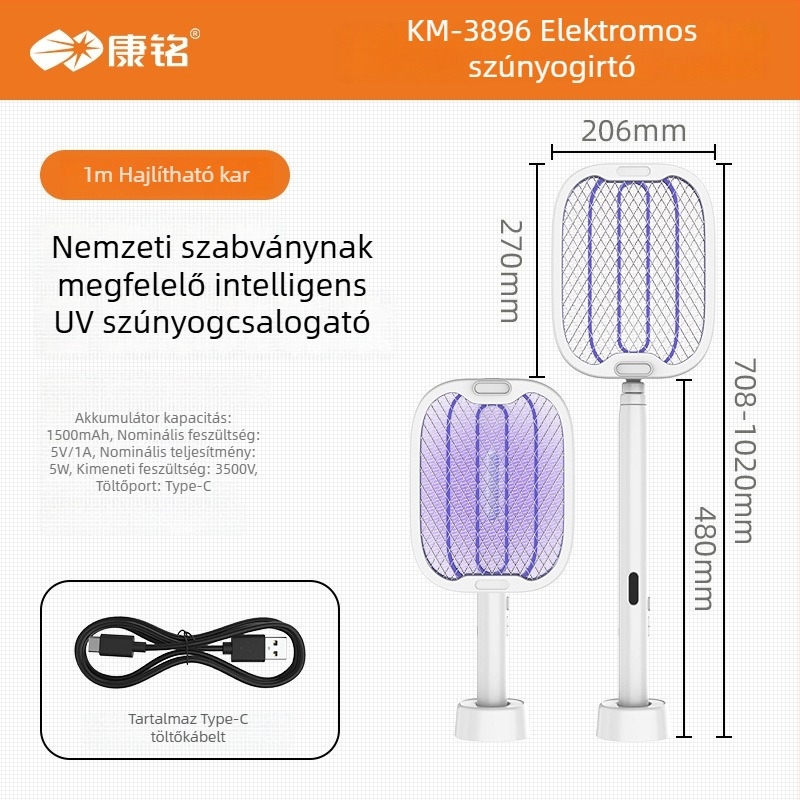 Kangming Elektronikus szúnyogirtó – újratölthető akkumulátor, UV LED gyilkos fény, 2-in-1 összecsukható készülék