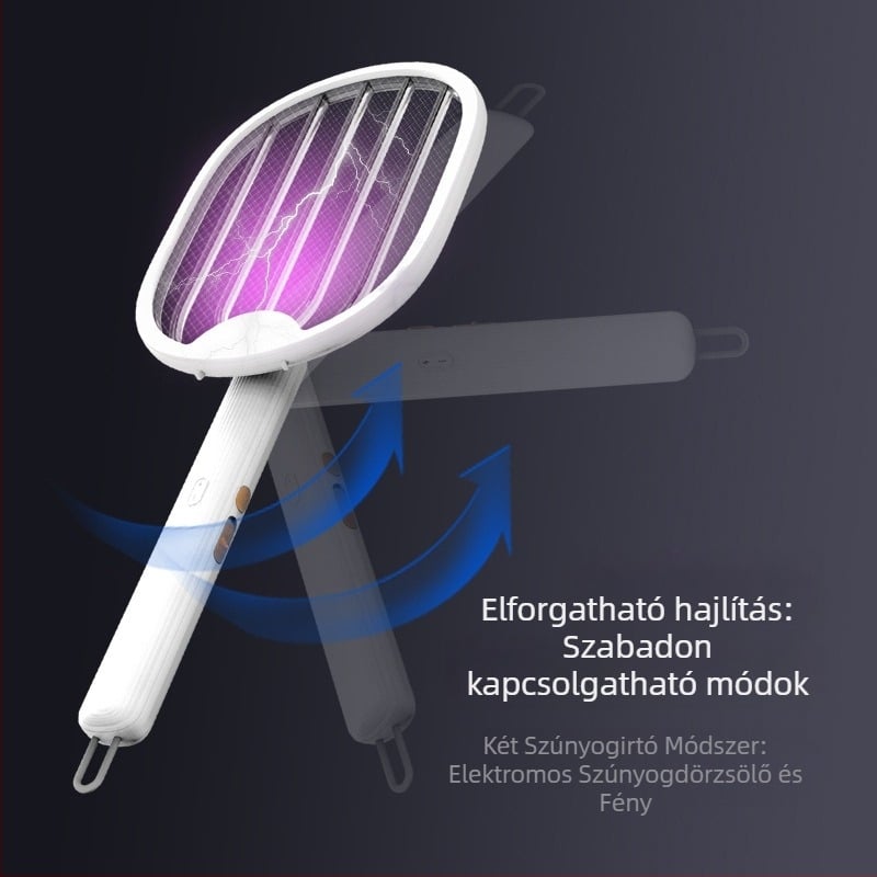 Elektromos szúnyog rács és lámpa – Kétfunkciós, Összecsukható 0–180°, 2 órás töltés, Beépített 500 mAh akkumulátor, LED világítás