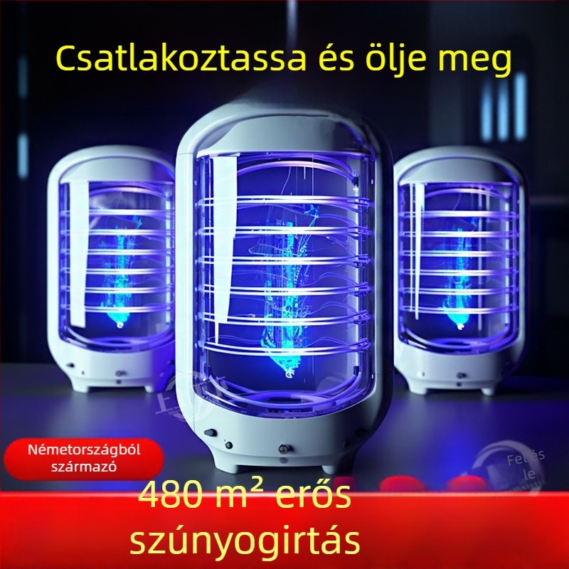 LED-es szúnyogirtó lámpa, elektromos sokkos ölés, 10 m²-es lefedettség, nikkel-zink-vas háló, éjszakai fény