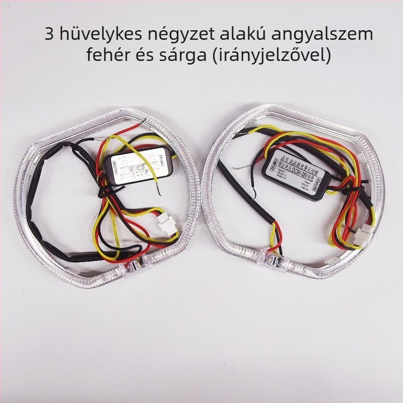 LED angyalszemek irányjelzővel autókhoz és motorokhoz, 2,5–3 hüvelykes lencse, kétszínű nappali fény.