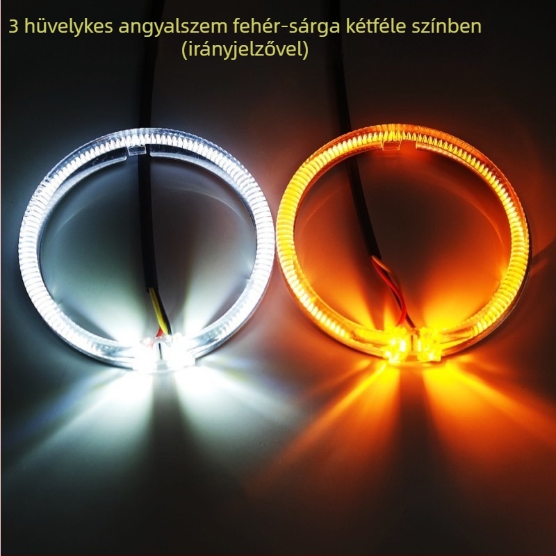 LED angyalszemek irányjelzővel autókhoz és motorokhoz, 2,5–3 hüvelykes lencse, kétszínű nappali fény.