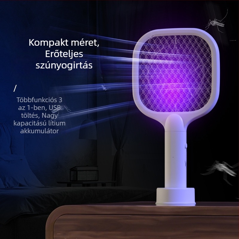 Két az egyben mini falra szerelhető elektromos szúnyogölő és szúnyogcsapó LED-fénnyel