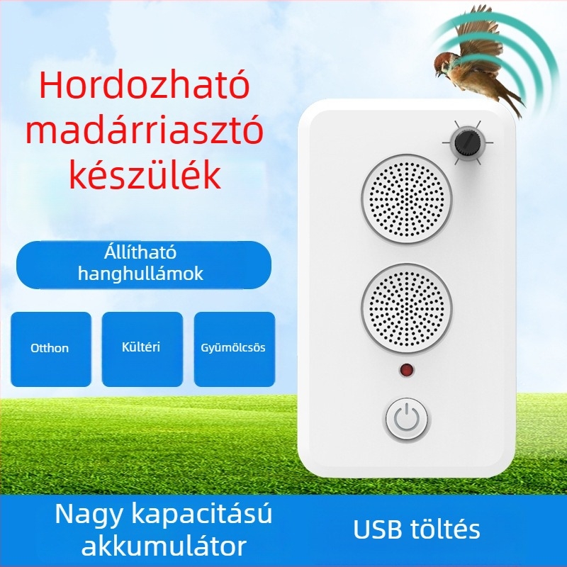 USB újratöltőható ultrahangos kisállatriasztó madarak és denevérek számára, ideális raktárakhoz és ajtókhoz