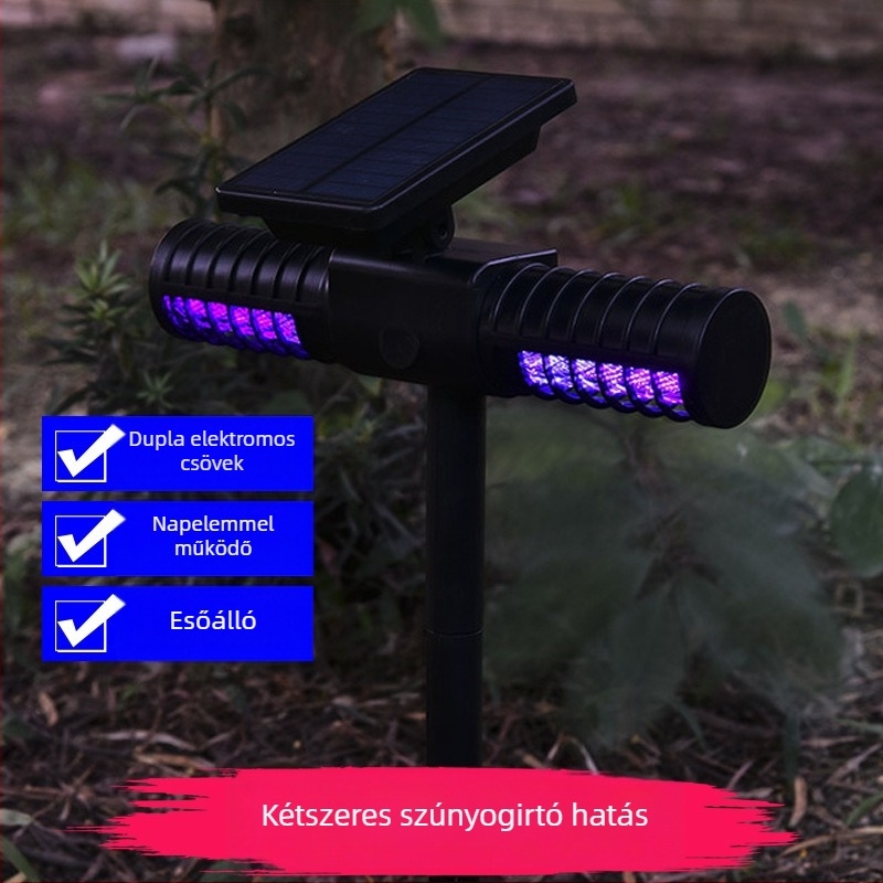 LED-es elektromos szúnyogirtó lámpa, kültéri vízálló, beépített akkumulátor, 11–20 m² lefedettség, töltési idő 5–8 óra