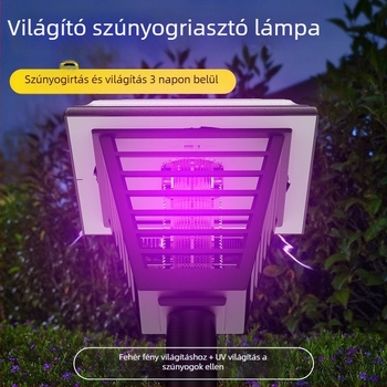 Napelemes kültéri szúnyogirtó lámpa otthonra és kertbe, 10 m² lefedettség, LED világítás, ABS ház, nem mérgező, okos hálózat