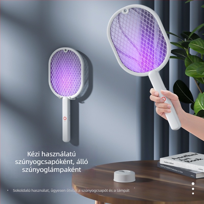 USB-ról tölthető elektromos szúnyogcsapó beépített akkumulátorral, LED világítással, többszintű állítással – háztartási készülék