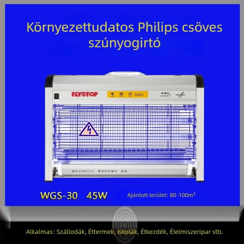 Induktív szúnyogirtó lámpa kereskedelmi konyhákhoz, UV lámpa, elektromos sokk, ötvözet burkolat, 5,7 kg, 61㎡+ lefedettség