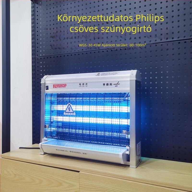 Induktív szúnyogirtó lámpa kereskedelmi konyhákhoz, UV lámpa, elektromos sokk, ötvözet burkolat, 5,7 kg, 61㎡+ lefedettség