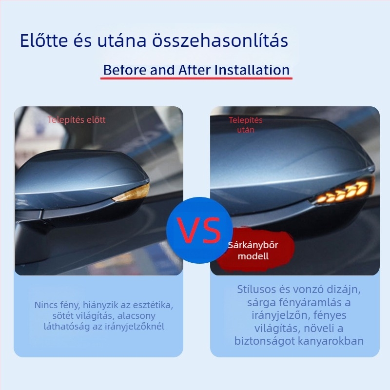 Hátsó tükör LED dinamikus irányjelzője, modell Jsh0026, 5W, 12V, 3600K, Toyota-kompatibilis
