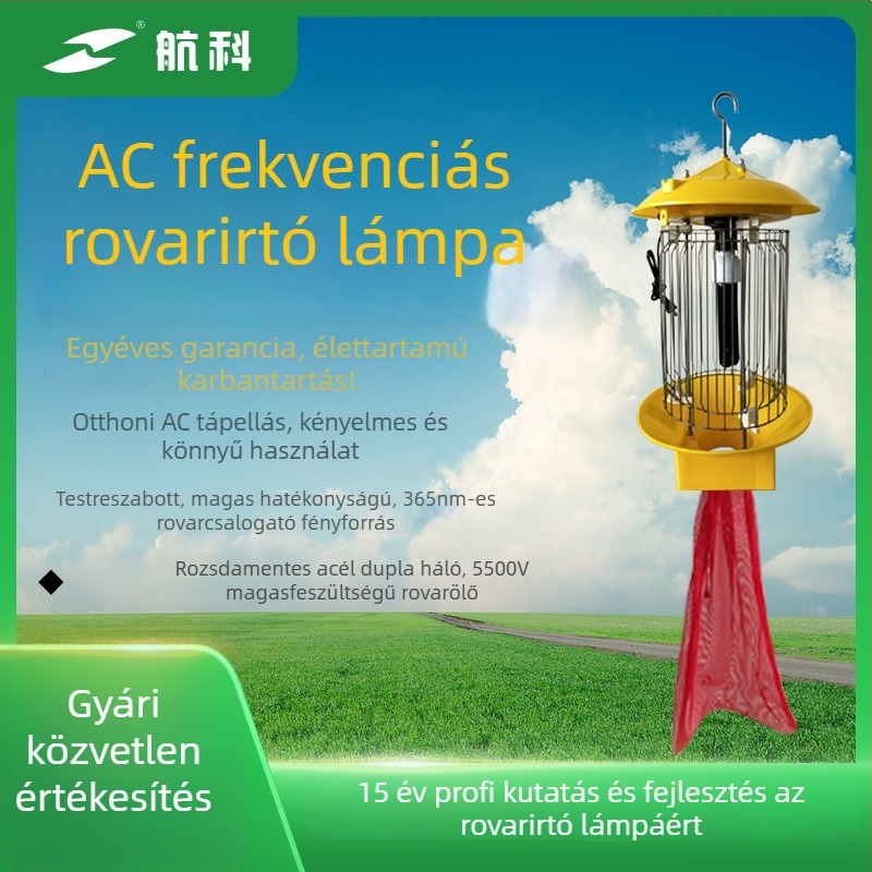 AC-vel működő szúnyogirtó lámpa HSC-1A, elektromos sokk általi ölés, UV-A lila fény csapda, kültéri használatra