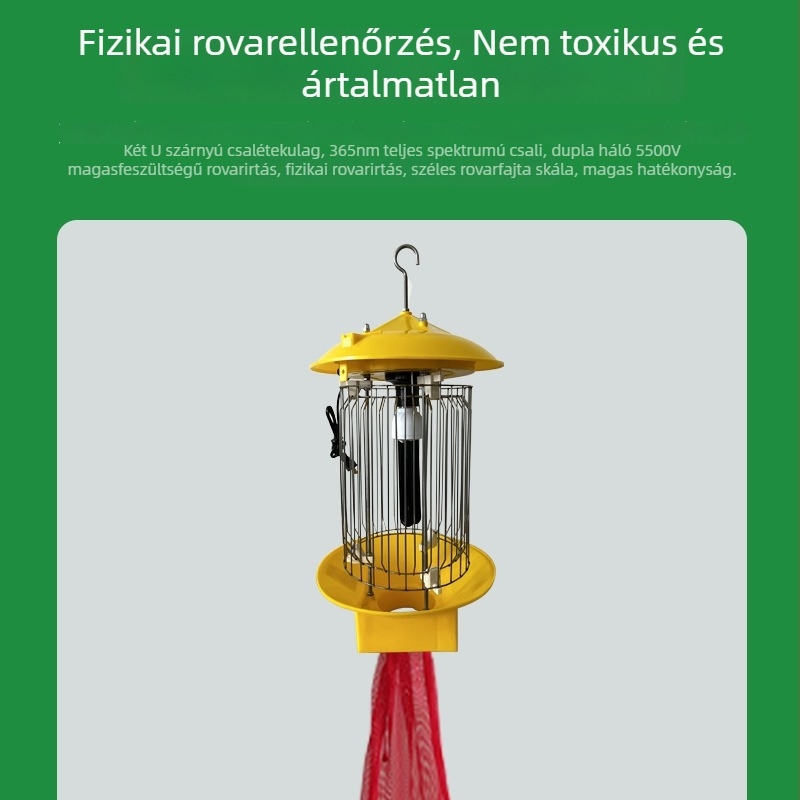 AC-vel működő szúnyogirtó lámpa HSC-1A, elektromos sokk általi ölés, UV-A lila fény csapda, kültéri használatra