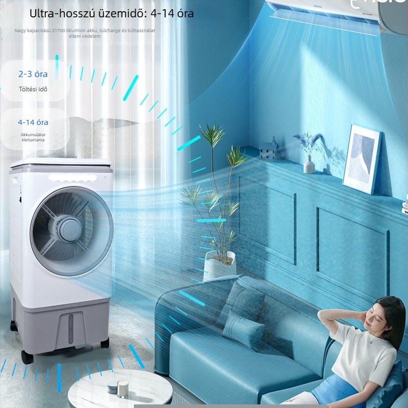 Töltőhető Li-ion akkumulátor 1500mAh, napelemes AC/DC levegőhűtő ventilátor LED-lámpával a szúnyogok ellen, csendes működés, távirányító, beltéri és kültéri használatra, modell 9030-R