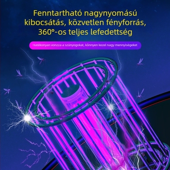 Kültéri napelemes szúnyogirtó lámpa, fémtestű, intelligens fényérzékelés, vízálló