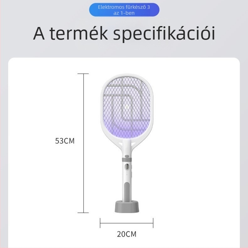 Elektromos szúnyogcsapó 2-in-1 UV-fénnyel, újratölthető, beépített akkumulátor 501-800 mAh, 360° forgás