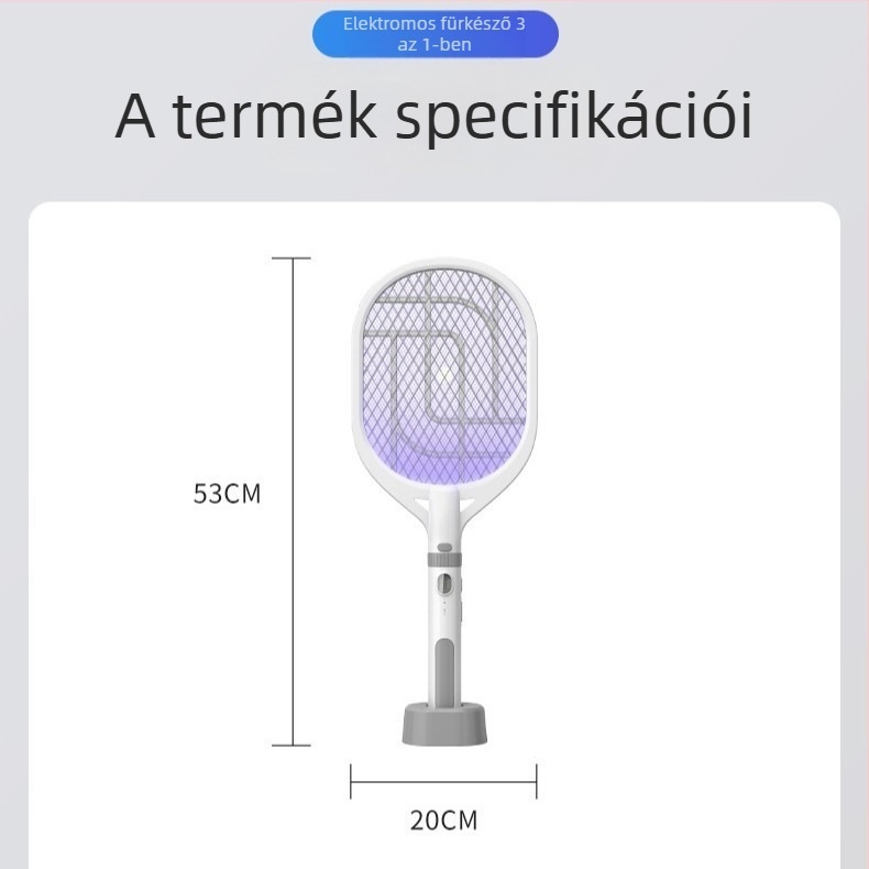 Elektromos szúnyogcsapó 2-in-1 UV-fénnyel, újratölthető, beépített akkumulátor 501-800 mAh, 360° forgás