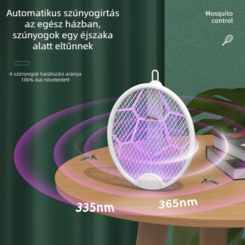 Elektromos szúnyogcsapda – kétfunkciós LED-es csapda, 5W, 20-50 m², akkumulátor legfeljebb 500 mAh, töltési idő 1-3 óra, forgás 0-180°