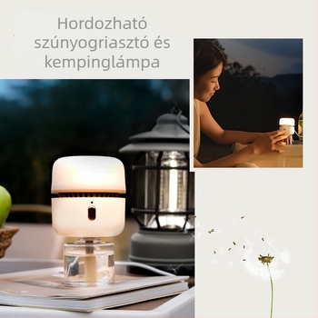 Elektromos szúnyogriasztó folyadék diffúzor éjszakai fénnyel, USB-s táplálás, 11–20 m² lefedettség, LED, ABS burkolat, 70 g