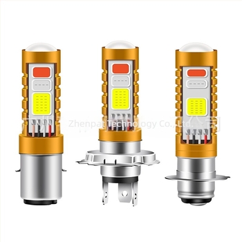 Motorkerékpár LED fényszóró COB-mal, háromszínű üzemmóddal, kompatibilis P15D-vel, kettős csipeszes rögzítés, magas és alacsony fénycsóva, ultra-fényes reflektor